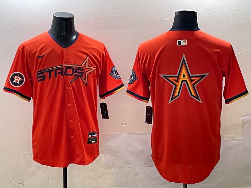 Men Houston Astros Blank Orange Three generations Joint Name 2025 Nike MLB Jersey style 14->houston astros->MLB Jersey